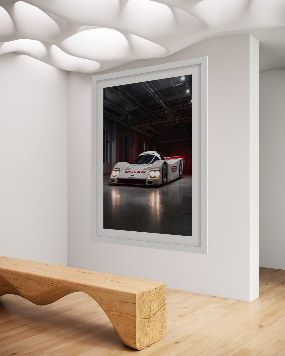 1989 Nissan R89C Group C endurance race car fine art print in industrial studio setting