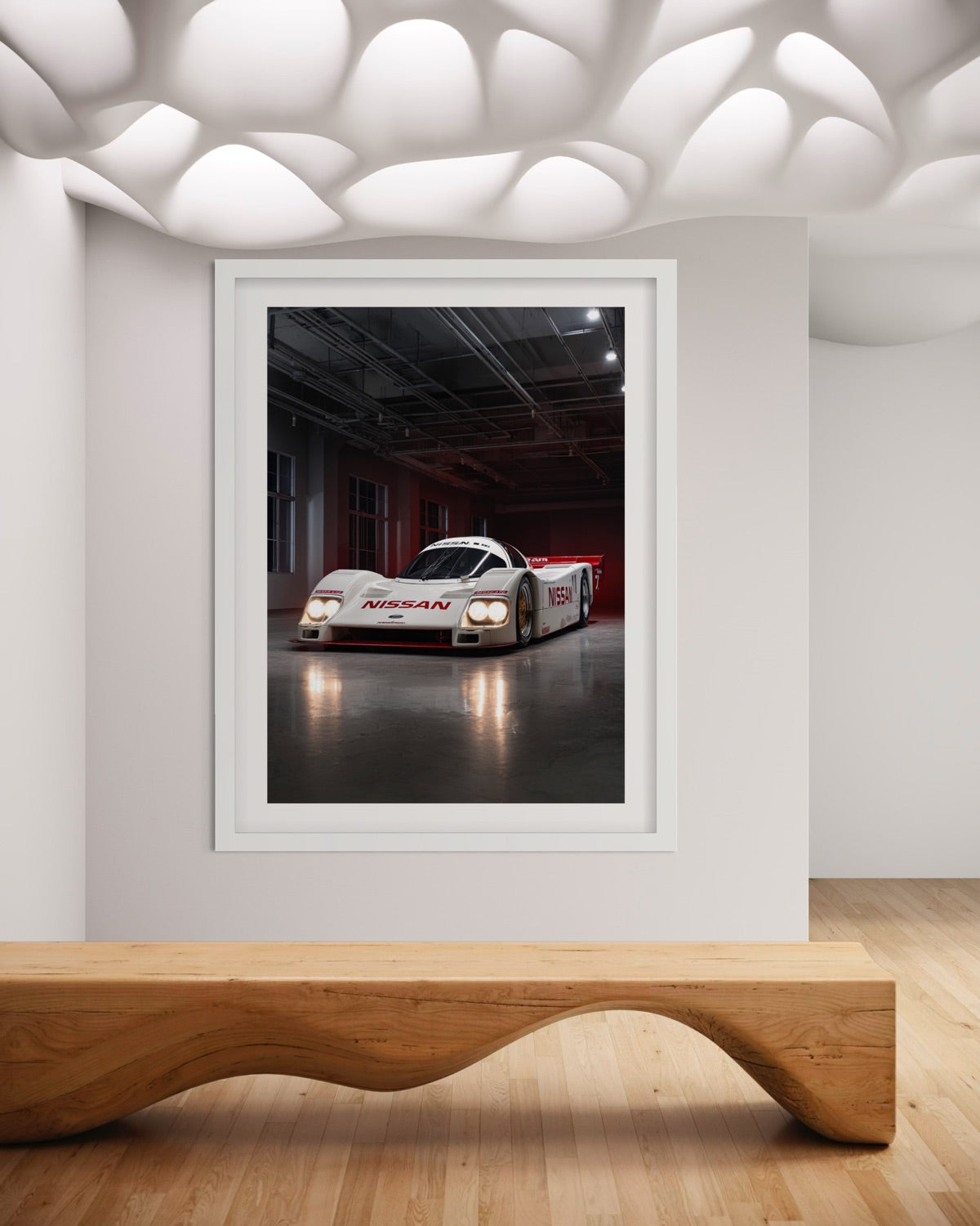 1989 Nissan R89C Group C endurance race car fine art print in industrial studio setting